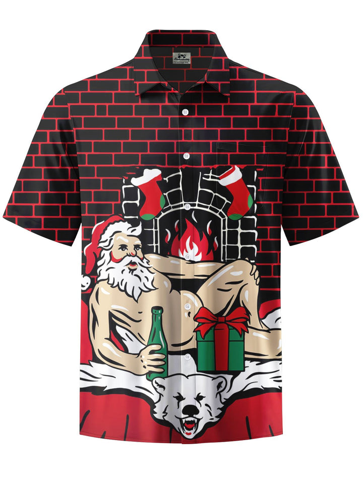 Alohadaddy® Christmas Santa Claus Print Art Pocket Stretch Men&