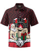 Alohadaddy® Christmas Santa Claus Print Art Pocket Stretch Men's Short Sleeve Shirt Big & Tall