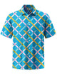 Alohadaddy® Men's Casual Plaid Printed Stretch Pocket Button Short Sleeve Shirt Big & Tall