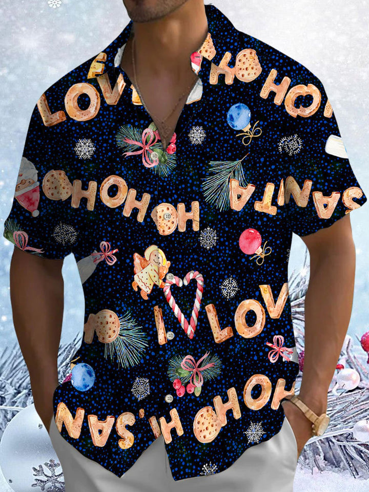 Alohadaddy® Christmas Cookie Print Pocket Elastic Button Men&