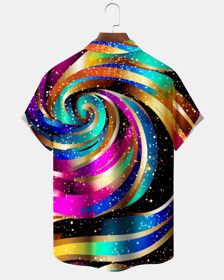 Alohadaddy® Casual Abstract Spiral Print Pocket Elastic Button Men&