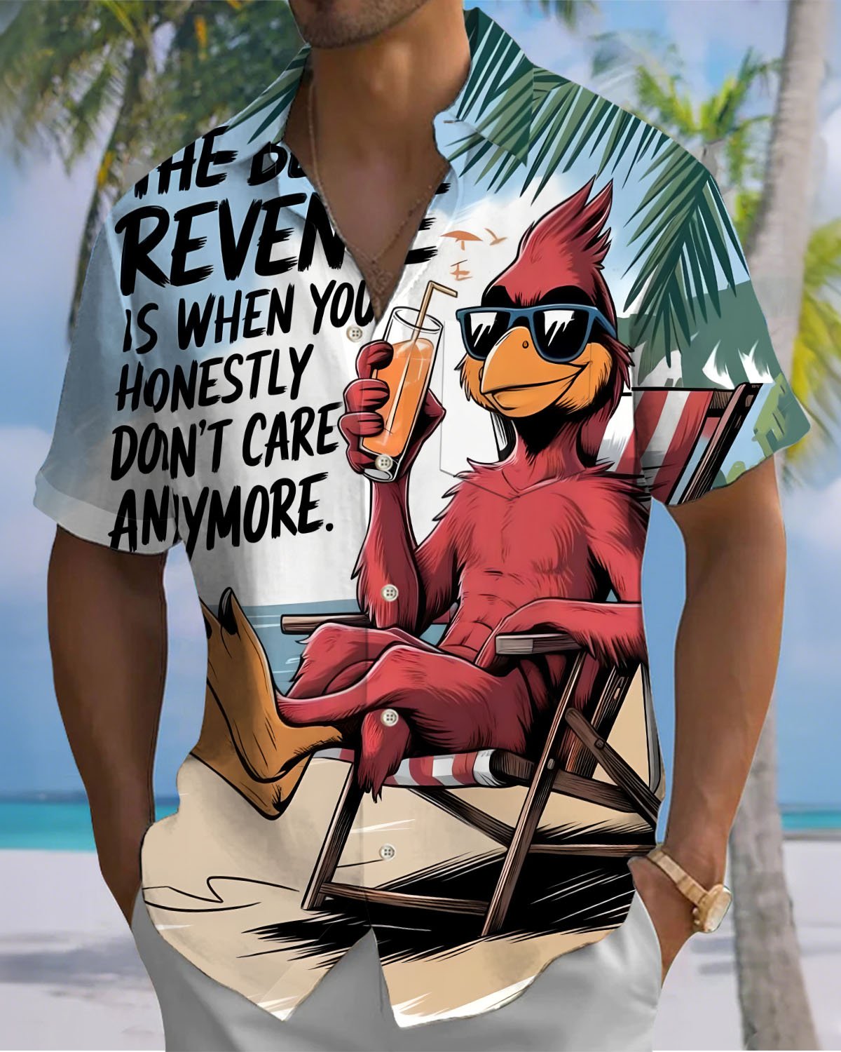 Alohadaddy® Casual Duck Beach Vacation Print Art Cardigan Men's Short Sleeve Shirt Big & Tall