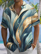 Alohadaddy® Hawaiian Leaves Print Chest Pocket Men's Short Sleeve Shirt Big & Tall