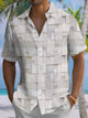 Alohadaddy® Casual Geometric Stone Art Print Chest Pocket Men's Short Sleeve Shirt Big & Tall