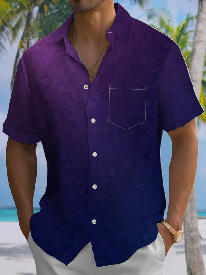 Alohadaddy® Casual Geometric Gradient Art Print Moisture Wicking Men&