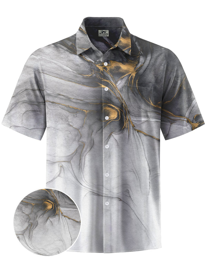 Alohadaddy® Casual Abstract Art Print Chest Pocket Men Short Sleeve Shirt Big &amp; Tall
