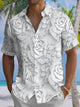 Alohadaddy® Casual 3D Floral Print Art Chest Pocket Men Short Sleeve Shirt Big & Tall