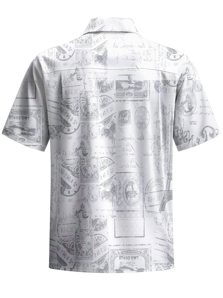 Alohadaddy® Casual Lettering Art Print Chest Pocket Men&