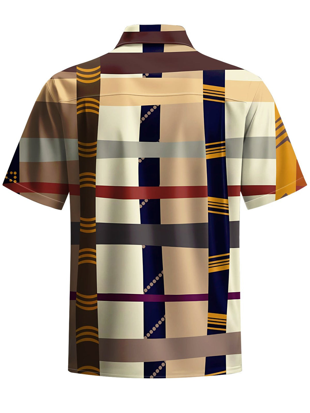 Alohadaddy® Vintage Casual Plaid Art Print Chest Pocket Men&