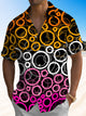 Alohadaddy® Casual Geometric Art Print Moisture-Wicking Chest Pocket Men's Short Sleeve Shirt Big & Tall