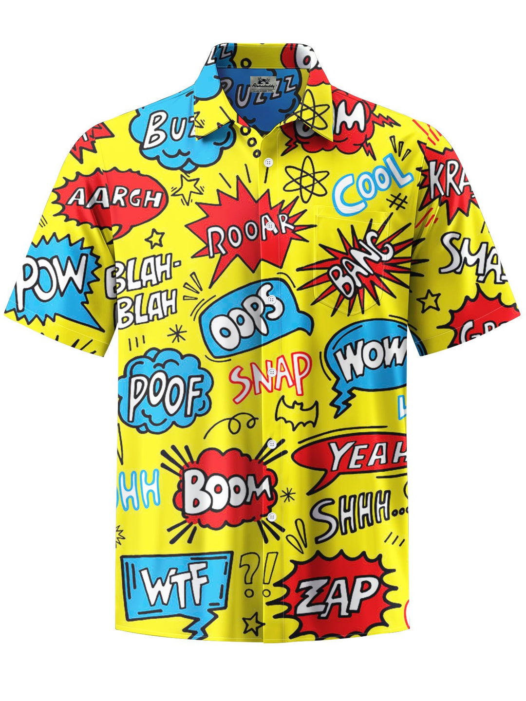 Alohadaddy® Casual Lettering Art Print Chest Pocket Men&