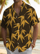 Alohadaddy® Vintage Leaf Art Print Chest Pocket Stretch Men's Short Sleeve Shirt Big & Tall