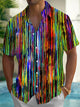 Alohadaddy® Casual Stripe Art Print Men's Short Sleeve Stretch Shirt Big & Tall