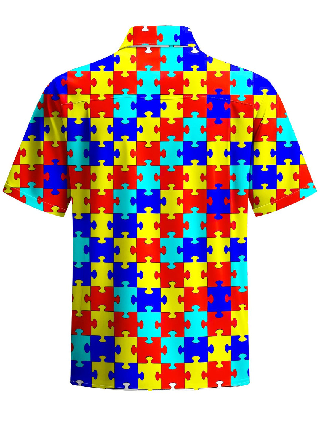 Alohadaddy® Casual Geometric Puzzle Art Print Chest Pocket Men&