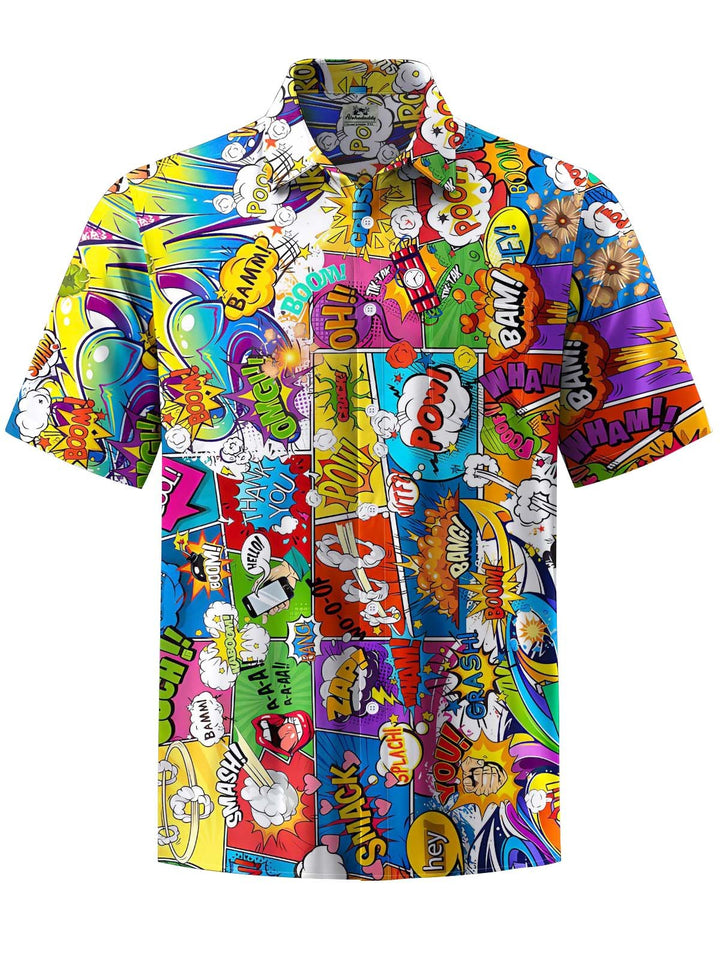Alohadaddy® Casual Geometric Graffiti Print Art Pocket Elastic Men&