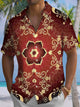 Alohadaddy® Vintage Baroque Pattern Art Print Chest Pocket Stretch Men's Short Sleeve Shirt Big & Tall