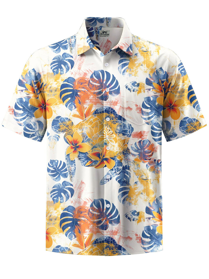 Alohadaddy® Casual Palm Leaf Art Print Pocket Stretch Men&