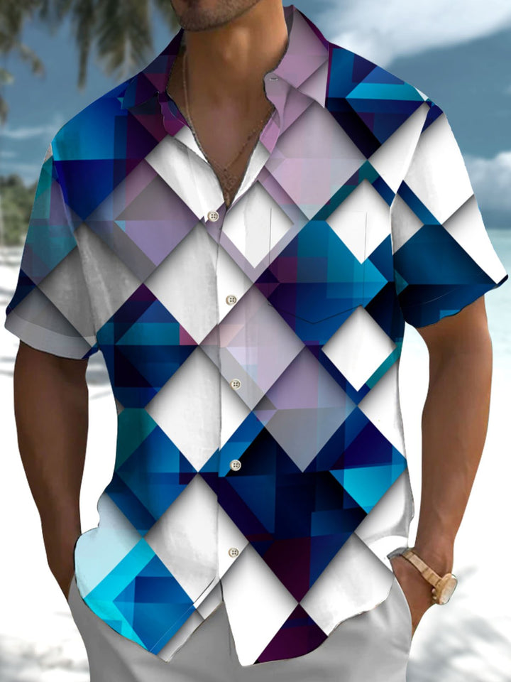 Alohadaddy® Casual Geometric Art Print Stretch Pocket Men&