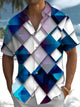 Alohadaddy® Casual Geometric Art Print Stretch Pocket Men's Short Sleeve Shirt Big & Tall