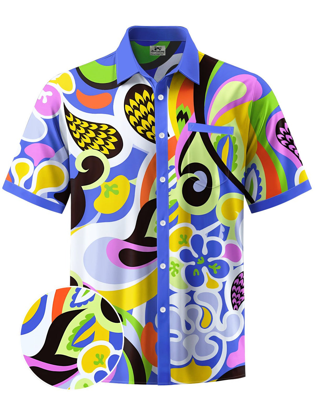 Alohadaddy® Hawaiian Geometric Colorblock Print Art Men&