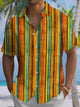 Alohadaddy® Casual Stripes Art Print Chest Pocket Moisture Wicking Mens Short Sleeve Shirt Big & Tall