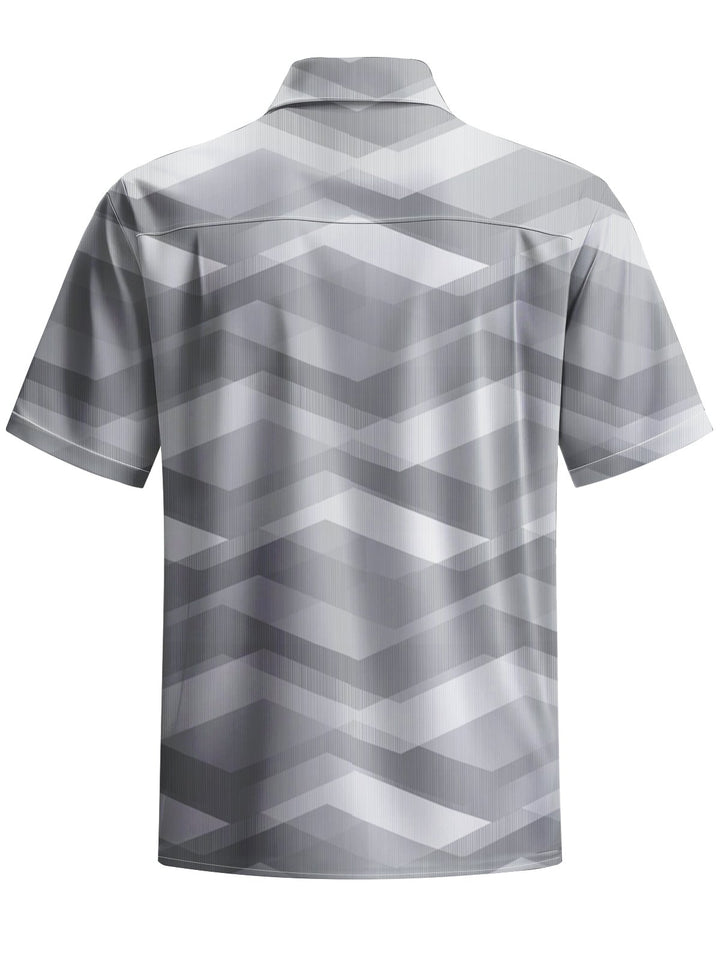Alohadaddy® Casual Geometric Art Print Chest Pocket Men&
