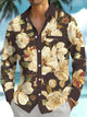 Alohadaddy® Hawaiian floral print with chest pocket and stretch for men's long sleeve shirt Big & Tall