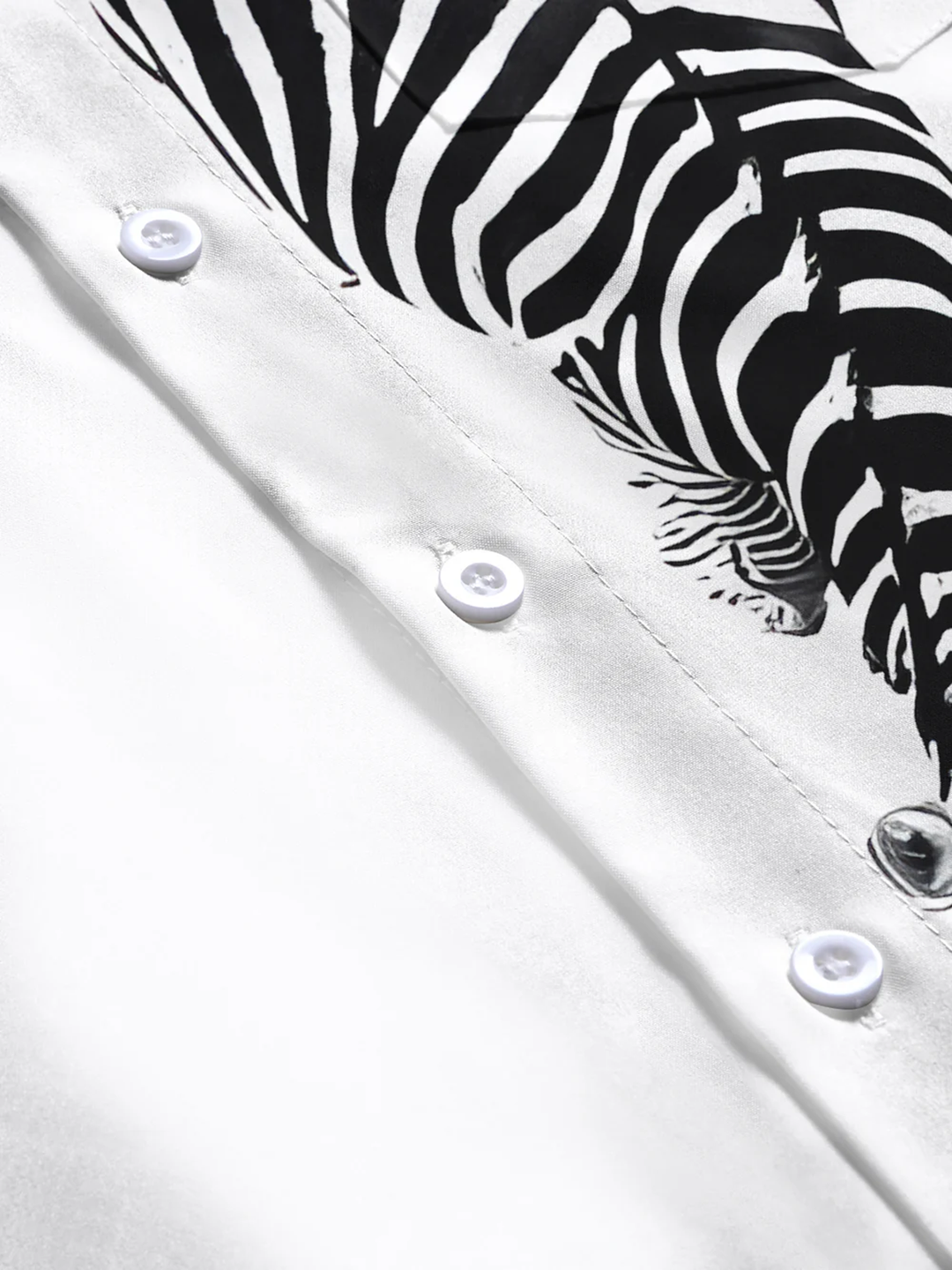 Alohadaddy® Casual Zebra Art Print Chest Pocket Men&