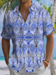 Alohadaddy® Casual Geometric Fish Print Pocket Men's Stretch Short Sleeve Shirt Big & Tall