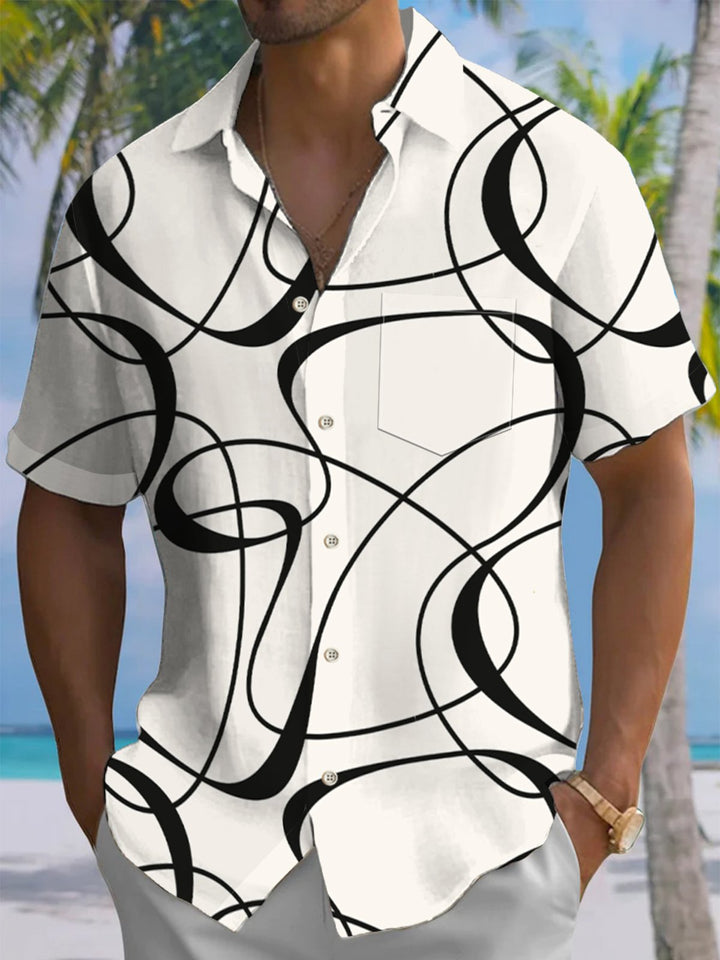 Alohadaddy® Casual Stripe Abstract Print Art Pocket Stretch Men&