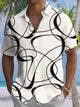 Alohadaddy® Casual Stripe Abstract Print Art Pocket Stretch Men's Short Sleeve Shirt Big & Tall