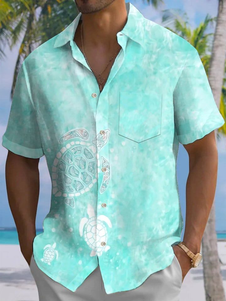 Alohadaddy® Casual Turtle Stretch Pocket Button Men&
