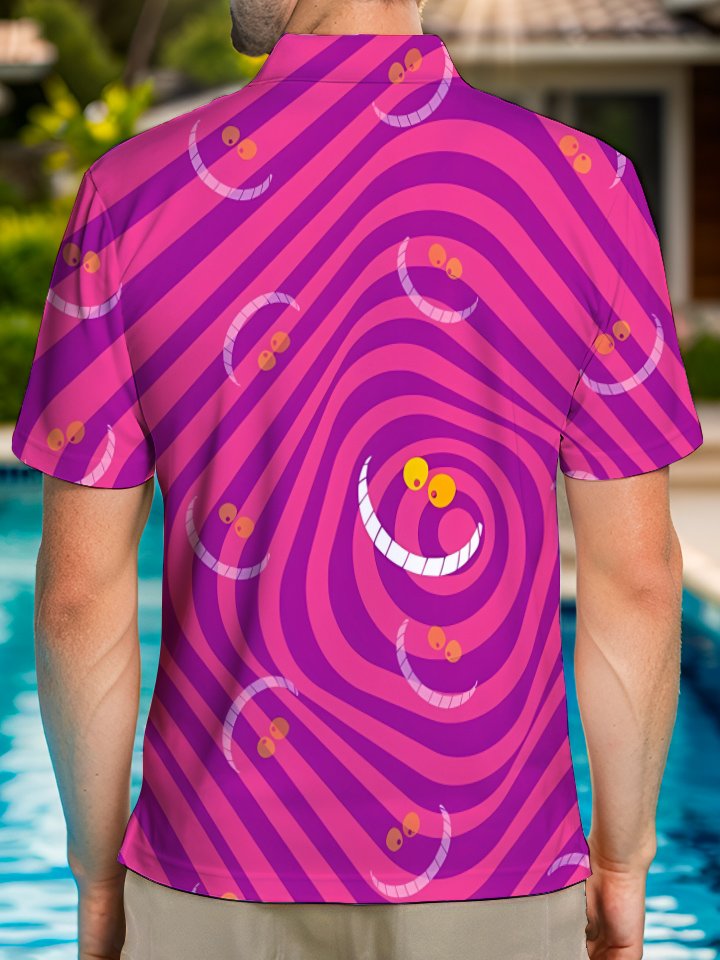 Alohadaddy® Retro Striped Cartoon Print Button Stretch Men&
