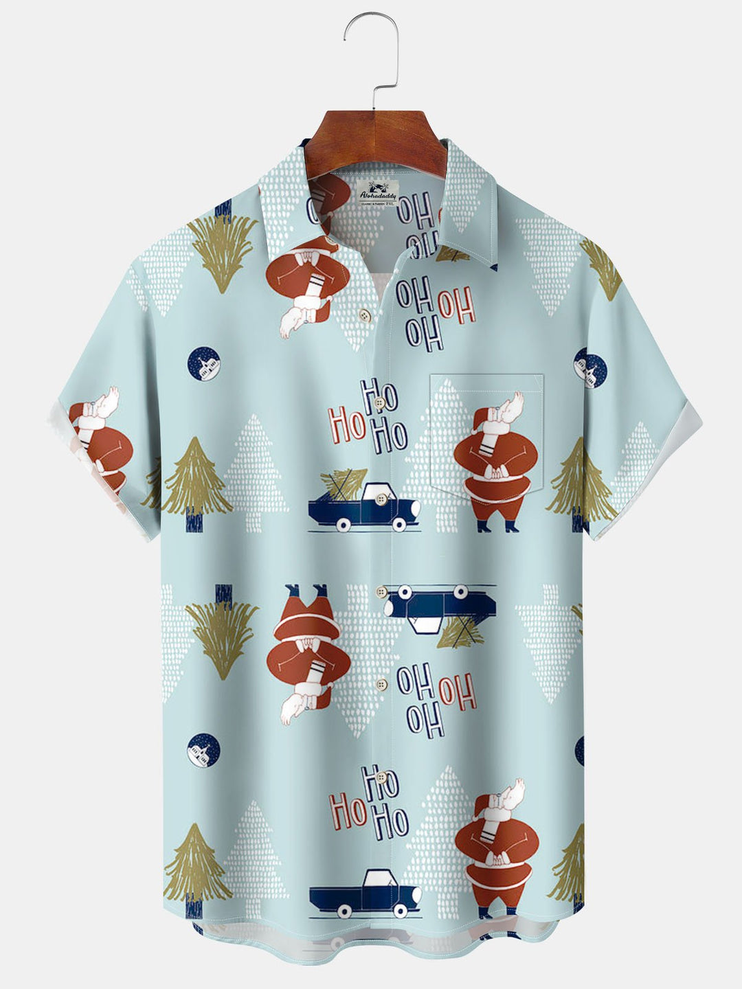 Alohadaddy® Christmas Santa Claus Print Pocket Elastic Button Men&