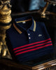 Alohadaddy® Business Striped Logo Print Art Stretch Button Men's Short Sleeve Polo Shirt Big & Tall