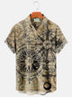 Alohadaddy Vintage Navigation Map Compass Print Chest Bag Shirt Plus Size Shirt