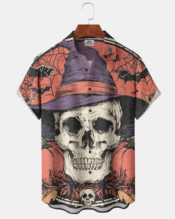 Alohadaddy® Halloween Skull and Pumpkin Print Men&