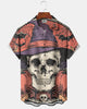 Alohadaddy® Halloween Skull and Pumpkin Print Men's Short-Sleeve Shirt