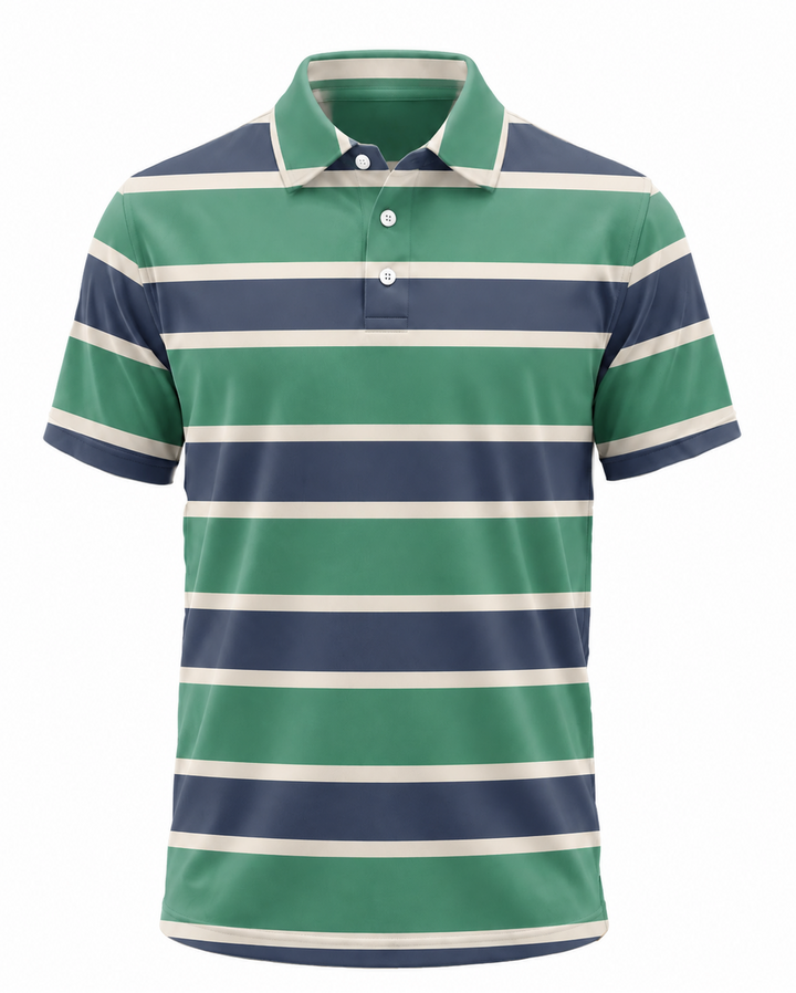 Men’s Basic Casual stripe Retro Print Button Down Polo Short-Sleeve Big &amp; Tall