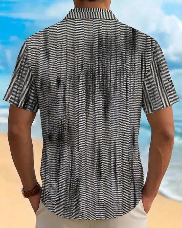 Alohadaddy® Casual Basic Striped Texture Print Men&