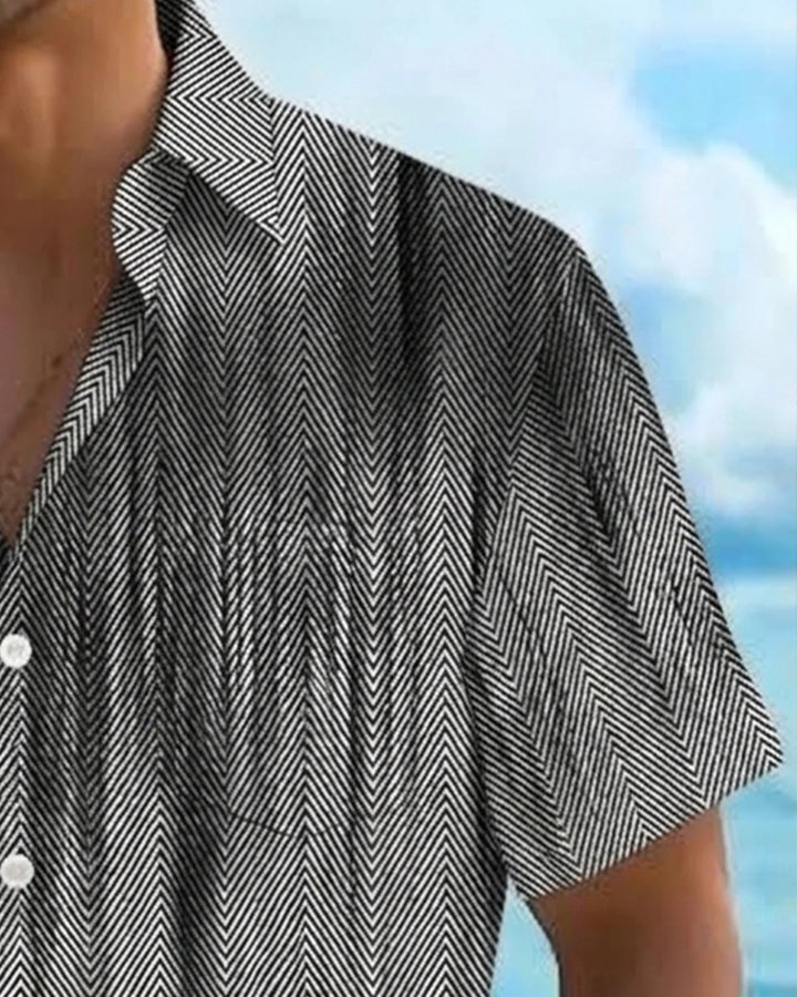Alohadaddy® Casual Basic Striped Texture Print Men&