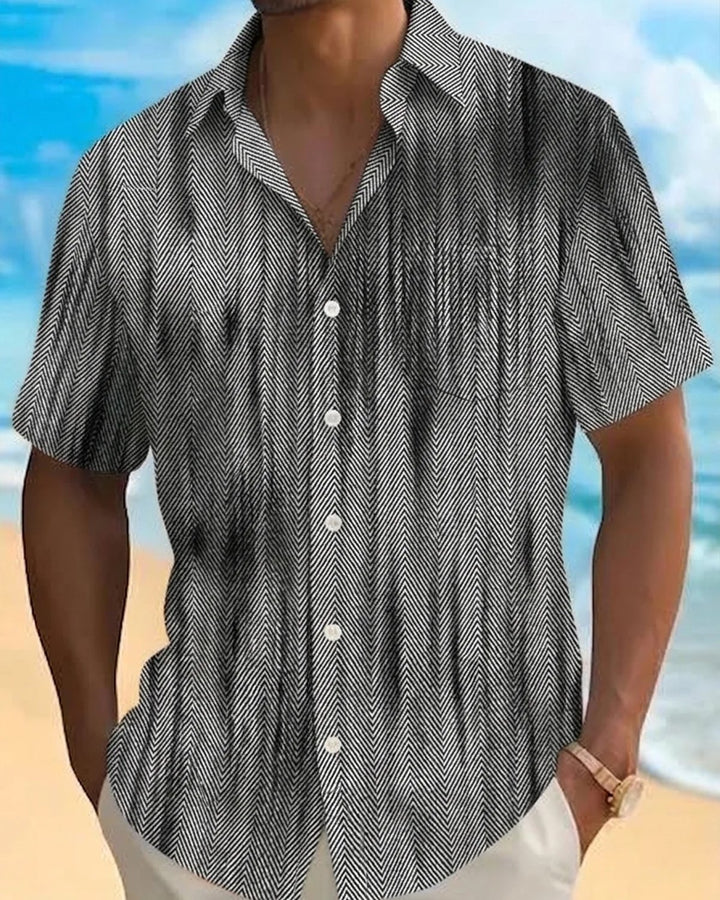 Alohadaddy® Casual Basic Striped Texture Print Men&