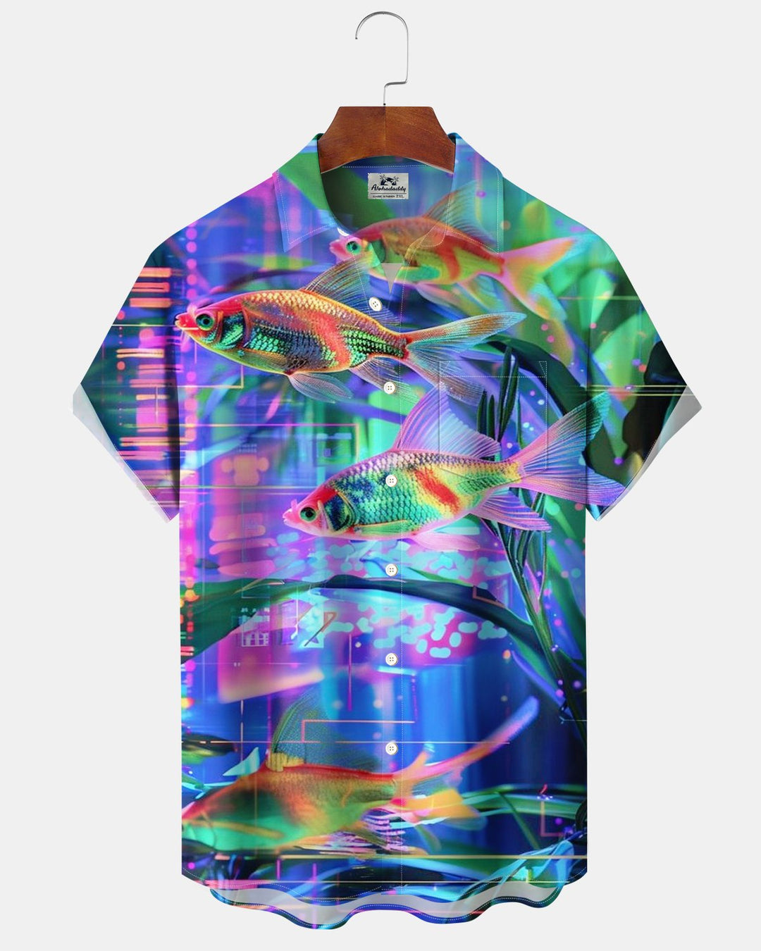 Alohadaddy® Casual Abstract Neon Goldfish Print Men&