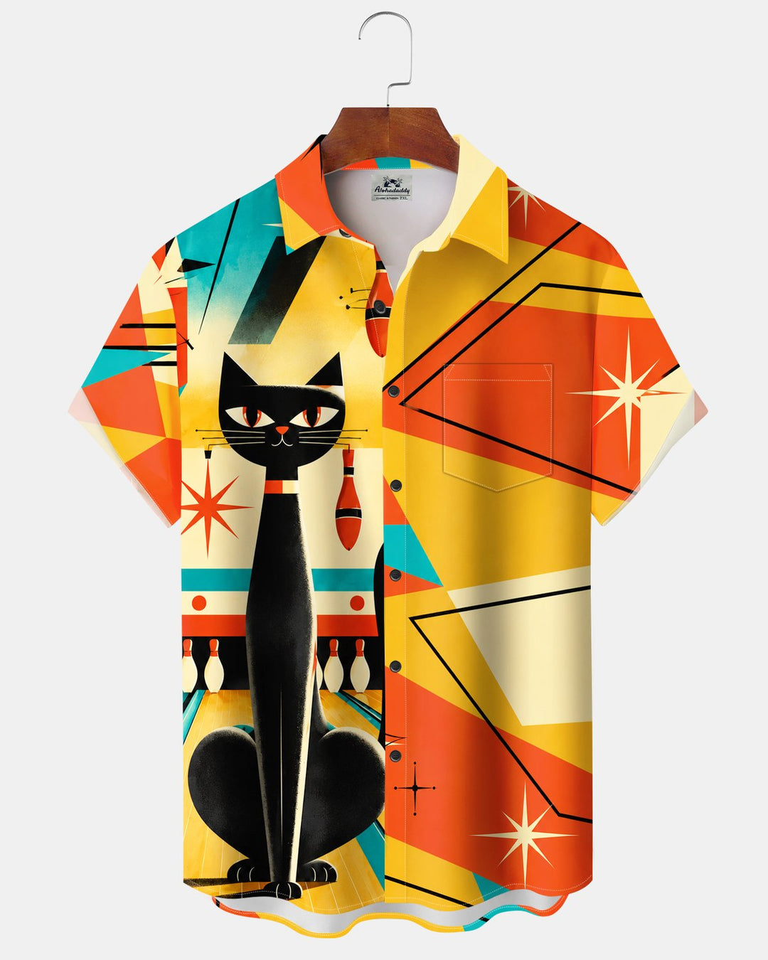 Alohadaddy® Retro Casual Geometric Atomic Cat Art Print Men&