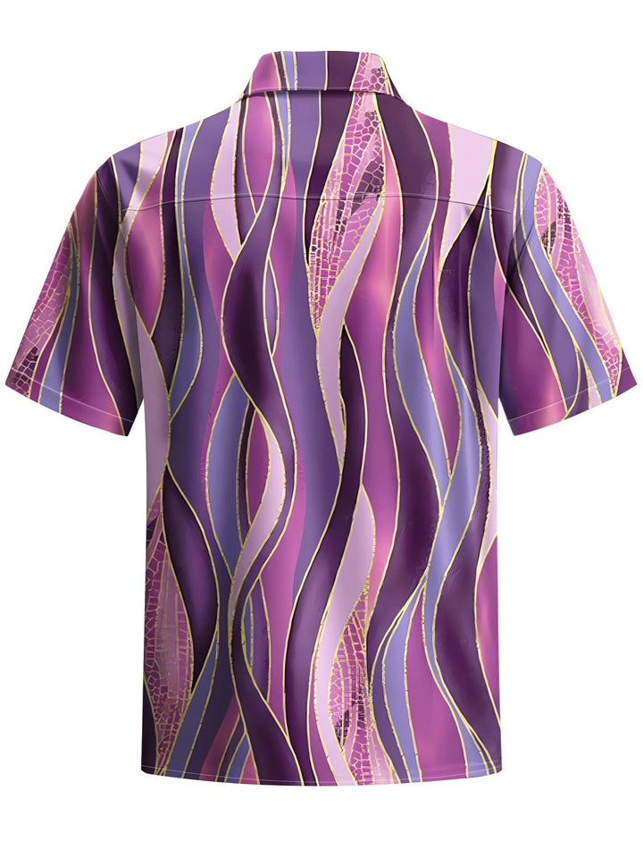 Alohadaddy® Retro Casual Stripe Printed Chest Pocket Men&