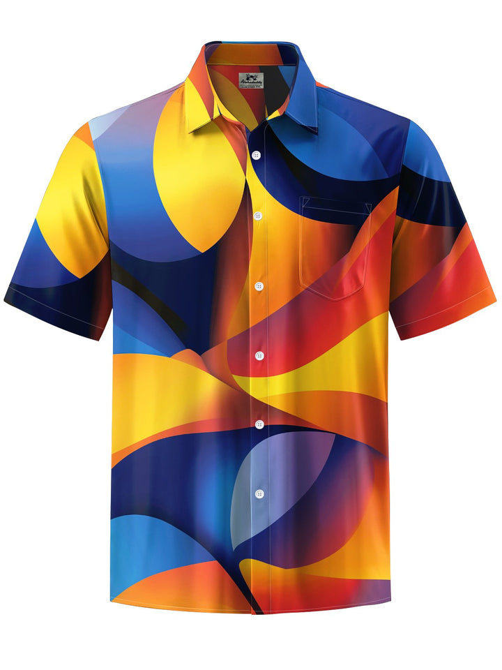 Alohadaddy® Vintage Abstract Art Print Chest Pocket Men&