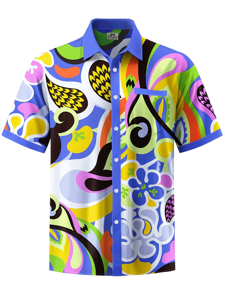 Alohadaddy® Hawaiian Geometric Colorblock Print Art Men&