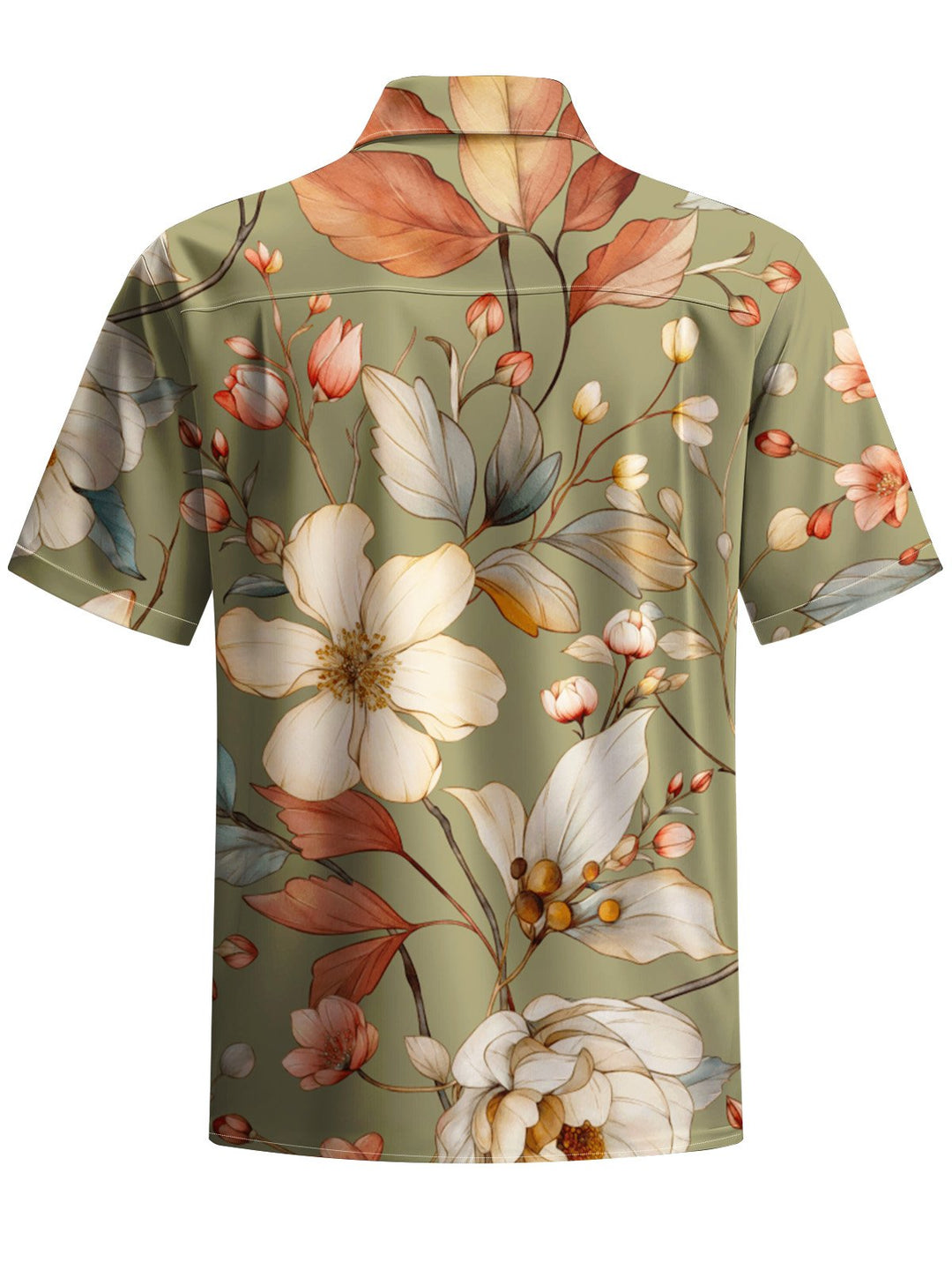 Alohadaddy® Hawaiian Flowers Art Print Chest Pocket Mens Short Sleeve Shirts Big &amp; Tall