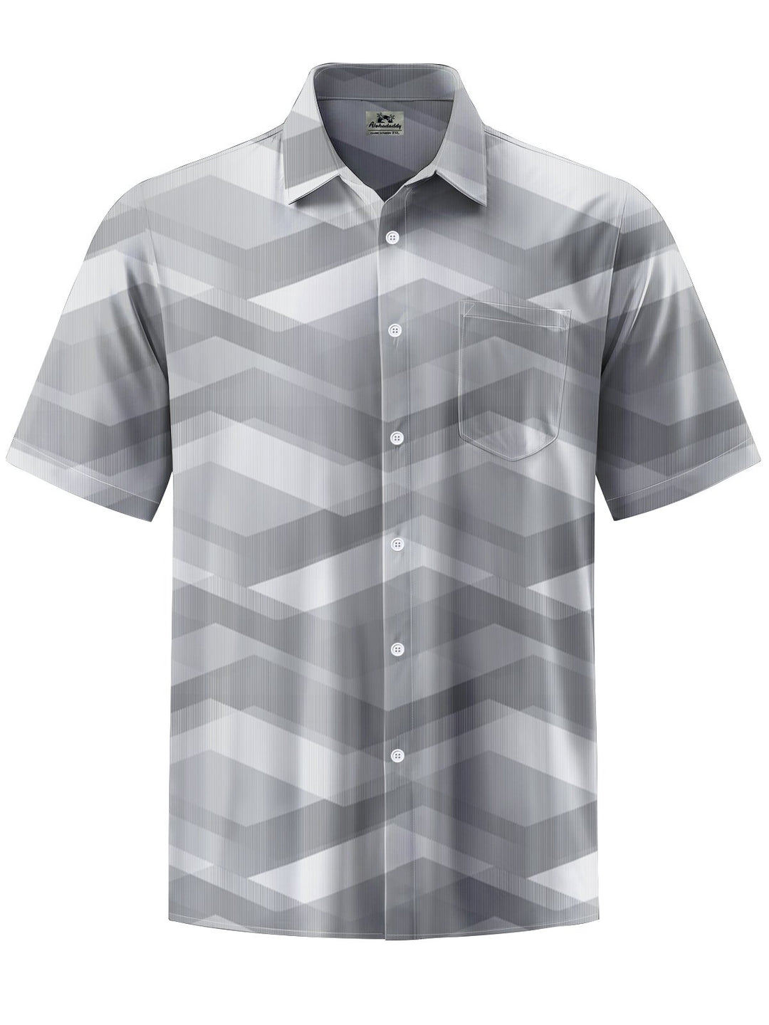 Alohadaddy® Casual Geometric Art Print Chest Pocket Men&