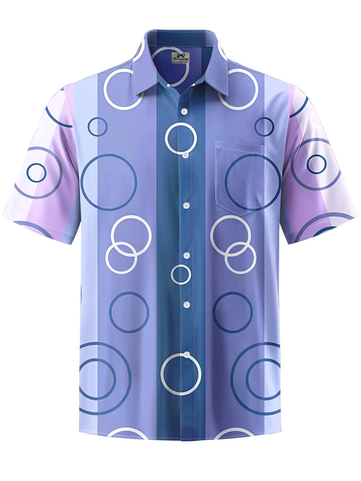 Alohadaddy® Casual Geometric Circle Art Print Chest Pocket Men&